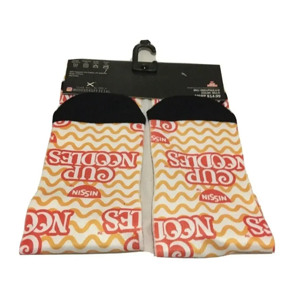 Cool Socks, Unisex Crew Compression Socks, Cup Noodles Print Adult Size 6-13